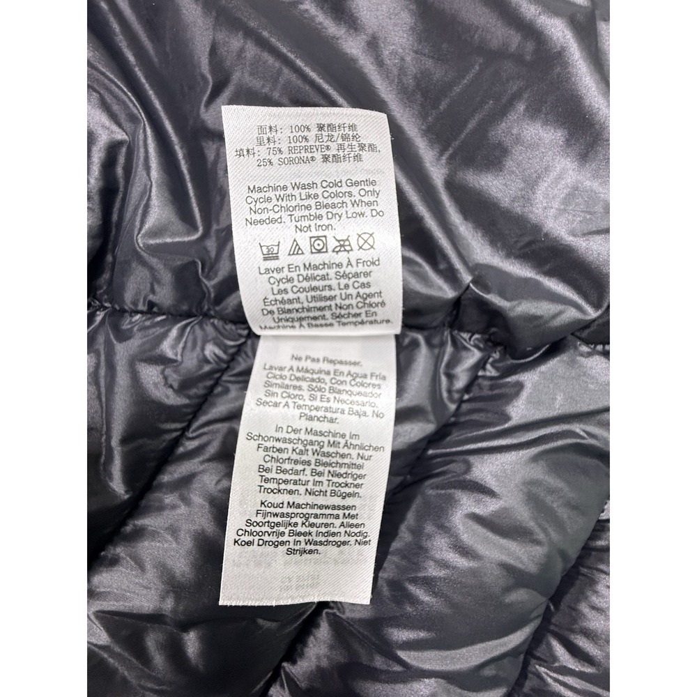 DKNY Jacket Women's Medium Black Hooded Full Double Zip Bib Front Water Resist - Picture 8 of 16